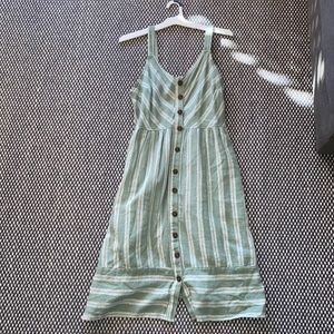 Long green stripe dress with buttons